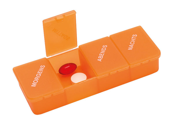 Tablettendose, 4 Fächer - verschiedene Farben